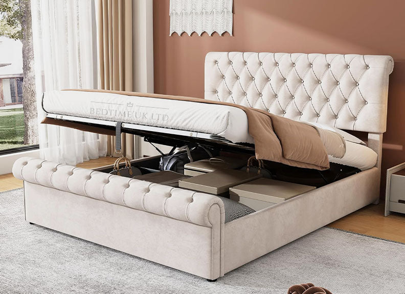 Luxurious Heming Sleigh Bed